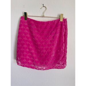 CUPCAKES & CASHMERE Heart Print Velvet Mini Skirt Size 8 NWT